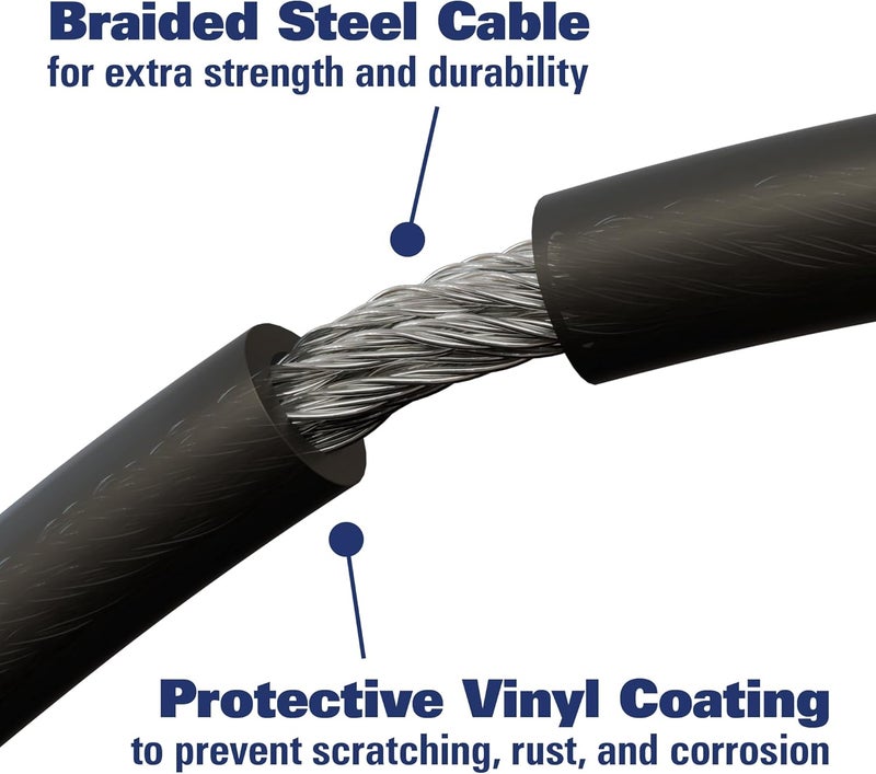 BRINKS 6 ft Outdoor Heavy Duty Bike Lock Cable, Thick, Anti Theft Self-Coiling Design, Resettable 4-Dial Combination, 5/8" Weather-Resistant Vinyl Coating for Bikes - Image 4